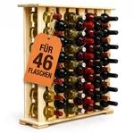 Relaxdays Weinregal, 46 Flaschen, Kiefernholz, 76 x 76 x 19 cm, Natur | Weinhalter