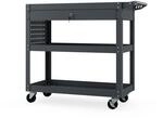 Jan Nowak Werkzeugwagen Metall, 3 Ablagen, Schublade, Lochwand, 80x80x38cm