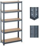 Relaxdays Schwerlastregal 2er Set, 5 Ebenen, HBT 150x75x30 cm, anthrazit