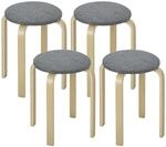 HOMCOM Esszimmerhocker 4er Set Stapelhocker f&uuml;r Esszimmer Grau
