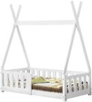 [en.casa] Kinderbett Helsingborg 70 x 140 cm mit Rausfallschutz Lattenrost Tipi...