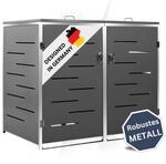 DELUKE 2er M&uuml;lltonnenbox JAGU Edelstahl | Anthrazit | 115,5x138x77,5cm 