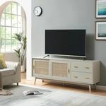 [en.casa] TV Schrank Susa Lowboard mit 2 Schiebet&uuml;ren Polyrattan-Front