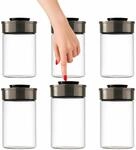 Vorratsglas Set 6x1000 ml Vakuum Glasbeh&auml;lter Luftdicht Edelstahl Deckel | BURI