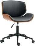 HOMCOM Homeoffice Stuhl H&ouml;henverstellbar 135 kg Schwarz+Walnussbraun