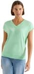 Damen Kurzarm Shirt mit V-Neck in Unifarbe