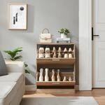 [en.casa] Schuhschrank Sykkylven Schuhkipper mit 2 Klappen Schuhkommode f&uuml;r 12...