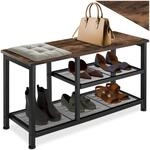 tectake 800949 Schuhregal schmal mit Sitzfl&auml;che, Schuhbank aus Holz und Metall,