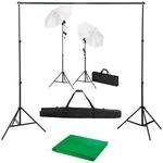 vidaXL Fotostudio Set mit Hintergrund Leuchten Schirmen Studioschirm