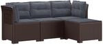 vidaXL 4-Sitzer Garten Sofa mit Kissen Rattan Look PP Braun