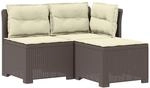 vidaXL 3-Sitzer Garten Sofa mit Kissen Rattan-Look PP Hellgrau