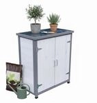 Melko Gartenschrank Ger&auml;teschrank wetterfest 2 T&uuml;ren 75x40x90 cm Holz Wei&szlig;