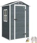 Outsunny Ger&auml;tehaus 1,1 m&sup2; mit Holzoptik Fenster 128 x 104 x 196 cm Grau