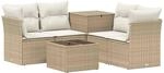 vidaXL Sofa Set 6 STK. Beige und Cremewei&szlig; Polyrattan und Stahl