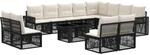vidaXL Gartensofa-Set 13 STK. Schwarz und Cremewei&szlig; Poly-Rattan