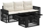 vidaXL Gartensofa-Set 4 STK. Schwarz und Cremewei&szlig; Poly-Rattan