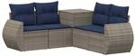 vidaXL Sofa Set 5 STK. Grau und Marineblau Polyrattan und Stahl