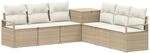 vidaXL Sofa Set 7 STK. Beige und Cremewei&szlig; Polyrattan und Stahl