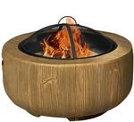 Outsunny Feuerschale Feuerstelle mit Deckel im Baumstumpf-Design Braun