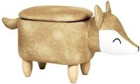 Hocker mit Stauraum f&uuml;r Kinder Tierform Samt orange Holzbeine Modern Fox