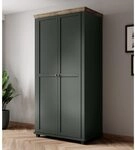 Lomadox Kleiderschrank mit 2 T&uuml;ren in gr&uuml;n mit Lefkas Eiche Nb., B/H/T: ca.