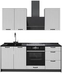 Vicco Singlek&uuml;che Fame-Line, Wei&szlig; Landhaus/Anthrazit, 190 cm