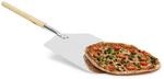 Relaxdays eckige Pizzaschaufel, Aluminium Pizzaschieber mit Holzgriff, Brotschieber