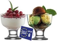 NORDIC SCHILLER Modern Eisschalen Glas mit Fu&szlig; 6er Set 285ml, 100% BLEI FREI...