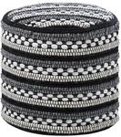 Beliani Pouf Sitzpouf Fu&szlig;ablage wei&szlig; schwarz Boho Guntur