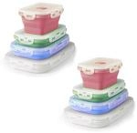 HAC24 8er Set Silikon Lunchbox faltbar mit Deckel BPA frei Vorratsbeh&auml;lter