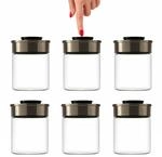 Vorratsglas Set 6x700 ml Vakuum Glasbeh&auml;lter Luftdicht Edelstahl Deckel | BURI