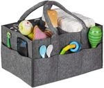 Relaxdays Baby Windel Caddy, 11 F&auml;cher, entnehmbare Trenner, tragbar, Filztasche