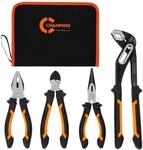 CHAMPION Zangensatz 4-tlg. mit Tasche &ndash; Kombizange, Spitzzange, Seitenschneider,