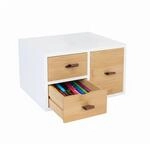 Relaxdays Schubladenbox Bambus & MDF, 3 Schubladen mit Schlaufen, HBT: 15 x 25...