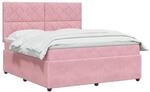 vidaXL Boxspringbett mit Matratze mit Kopfteil Rosa 140 x 200 cm Samt