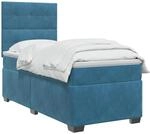 vidaXL Boxspringbett mit Matratze mit Kopfteil Blau 90 x 200 cm Samt