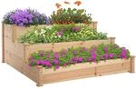 Outsunny Hochbeet 3-stufig Gartenbeet f&uuml;r Balkon 120 x 120 x 56 cm Natur 