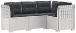 vidaXL 4-Sitzer Gartensofa mit Kissen Rattan-Look PP Wei&szlig;