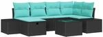 vidaXL Gartensofa-Set 7 STK. Schwarz Poly-Rattan | Flexible Konfigurationen,...