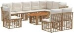 vidaXL Gartensofa-Set 11 STK. Nat&uuml;rlich und Cremwei&szlig; Poly-Rattan