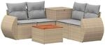 vidaXL Sofa Set 6 STK. Beige und Hellgrau Polyrattan und Stahl