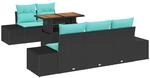 vidaXL Garten Essgruppe 6 STK. 5-Sitzanzahl Schwarz und Teal