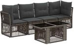 vidaXL Gartensofa-Set 5 STK. Grau Poly-Rattan