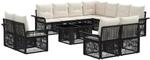 vidaXL Gartensofa-Set 12 STK. Schwarz und Cremewei&szlig; Poly-Rattan