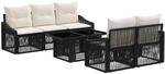 vidaXL Gartensofa-Set 6 STK. Schwarz und Cremewei&szlig; Poly-Rattan