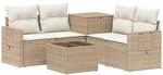 vidaXL Sofa Set 6 STK. Beige und Cremewei&szlig; Polyrattan und Stahl