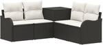 vidaXL Sofa Set 5 STK. Schwarz und Cremewei&szlig; Polyrattan und Stahl
