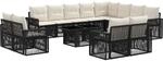 vidaXL Gartensofa-Set 13 STK. Schwarz und Cremewei&szlig; Poly-Rattan