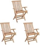 vidaXL Klappbarer Gartenstuhl 3 STK. Natur Massivholz Teak