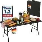 ALBATROS Buffettisch Klapptisch Schwarz/Rattan &ndash; 182x75cm, robuste...